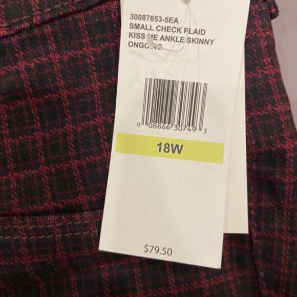 Jessica Simpson Red and Black Skinny Ankle Plaid Jeans - 18W - NWT - Picture 5 of 8